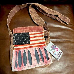 India Boutique American Flag Crossbody Bag | Tote Cloth Handbag | NWT